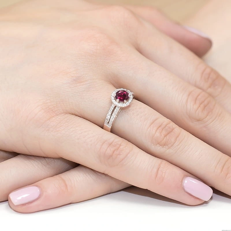 Pierścionek W087 Rodolit 0,60ct różowe złoto