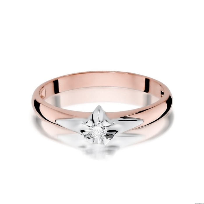 Pierścionek W088 Diament  0,05ct różowe złoto