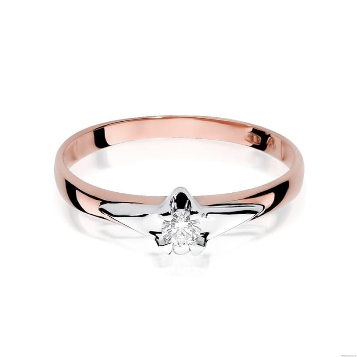 Pierścionek W088 Diament 0,08ct różowe złoto