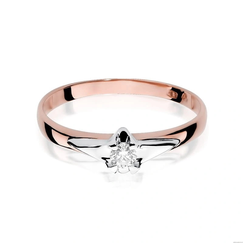 Pierścionek W088 Diament 0,08ct różowe złoto