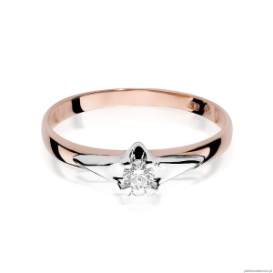 Pierścionek W088 Diament 0,12ct różowe złoto