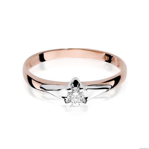 Pierścionek W088 Diament 0,12ct różowe złoto