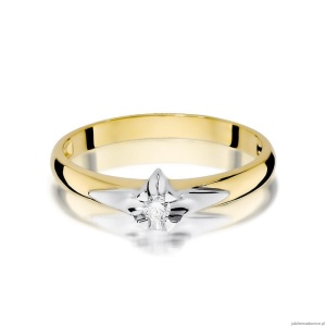 Pierścionek W088 Diament  0,05ct żółte złoto