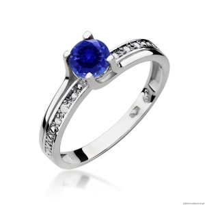 Pierścionek W106 Szafir 0,50ct białe złoto