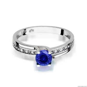 Pierścionek W106 Szafir 0,50ct białe złoto