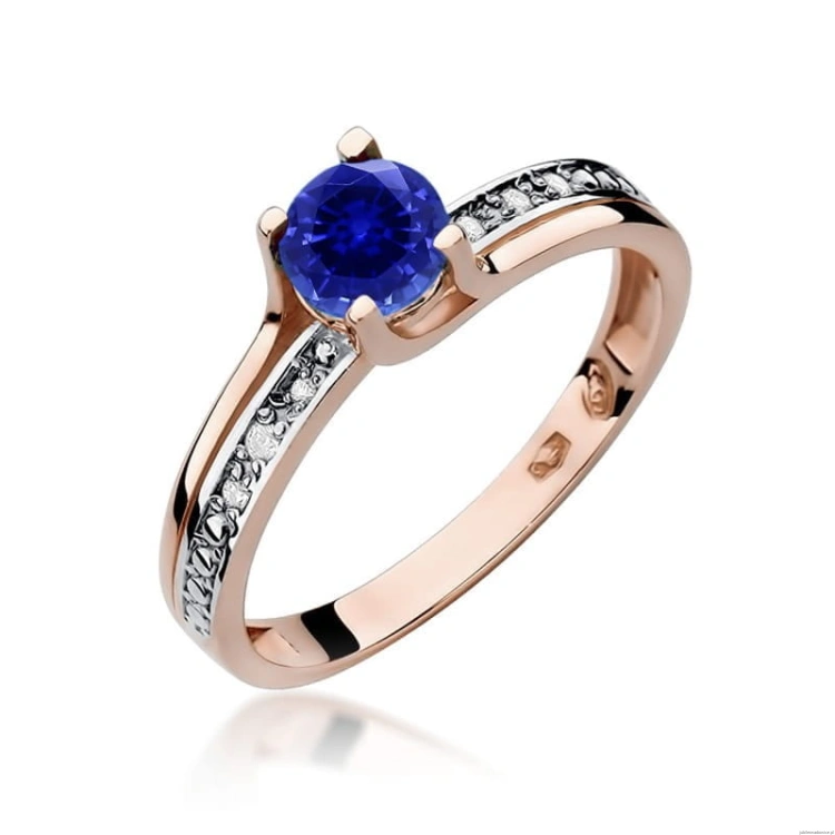 Pierścionek W106 Szafir 0,50ct różowe złoto