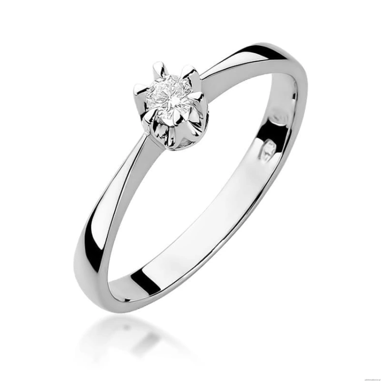 Pierścionek W111 Diament 0,08ct białe złoto