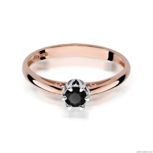 Pierścionek W133 Czarny Diament 0,20ct różowe złoto