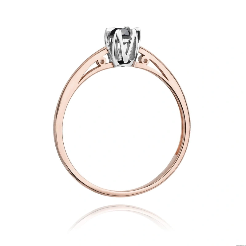 Pierścionek W133 Czarny Diament 0,20ct różowe złoto