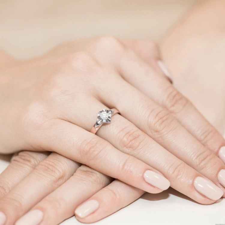 Pierścionek W155 Diament 0,23ct różowe złoto