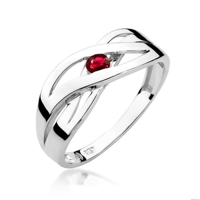 Pierścionek W156 Rubin 0,15ct białe złoto