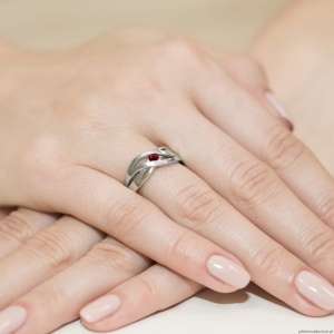 Pierścionek W156 Rubin 0,15ct białe złoto