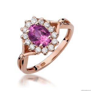 Pierścionek W182 Różowy Szafir 0,45ct różowe złoto