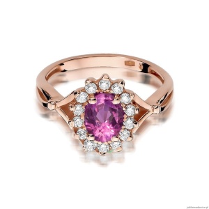Pierścionek W182 Różowy Szafir 0,45ct różowe złoto