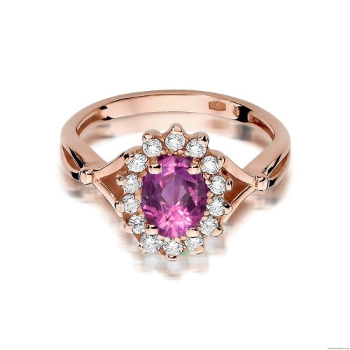 Pierścionek W182 Różowy Szafir 0,45ct różowe złoto