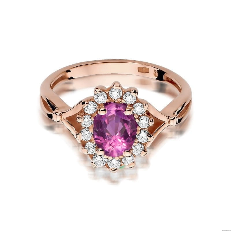 Pierścionek W182 Różowy Szafir 0,45ct różowe złoto