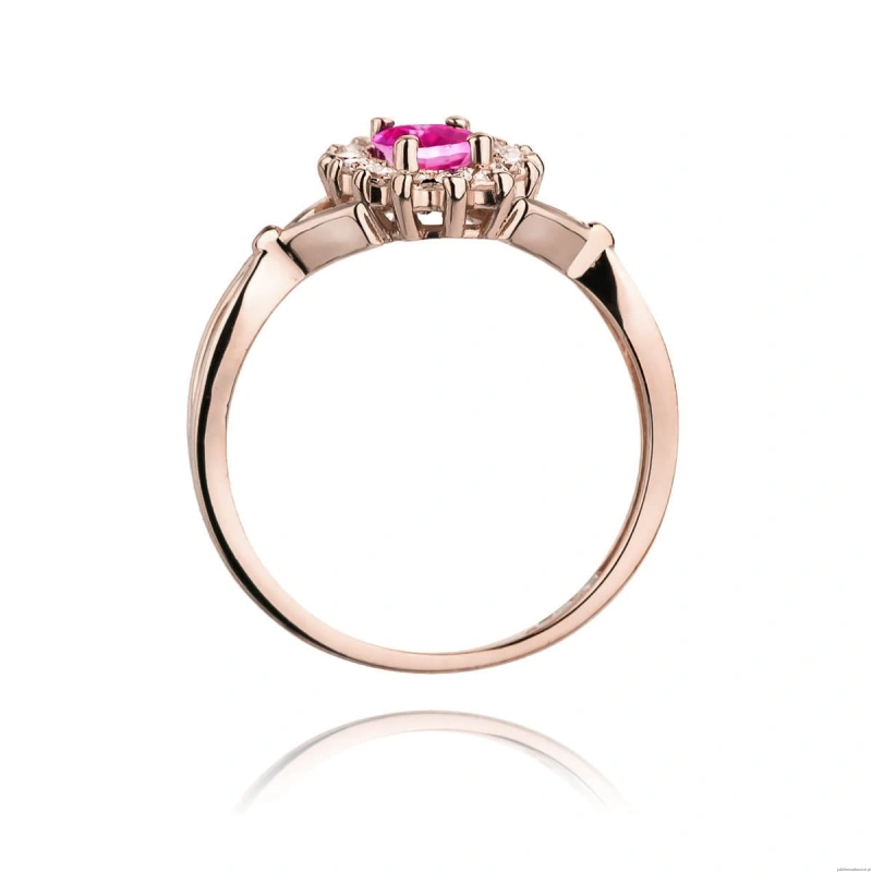 Pierścionek W182 Różowy Szafir 0,45ct różowe złoto