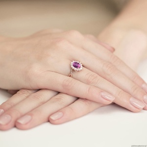 Pierścionek W182 Różowy Szafir 0,45ct różowe złoto