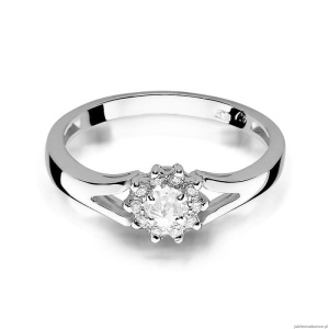 Pierścionek W185 Diament 0,10ct białe złoto
