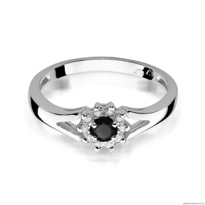 Pierścionek W185 Czarny Diament 0,12ct białe złoto