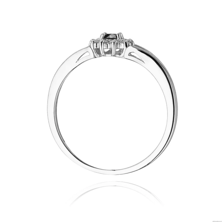Pierścionek W185 Czarny Diament 0,12ct białe złoto