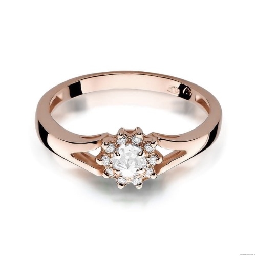 Pierścionek W185 Diament 0,10ct różowe złoto