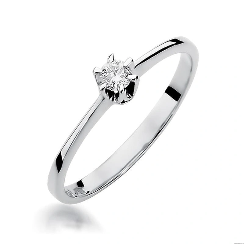 Pierścionek W220 Diament 0,12ct białe złoto