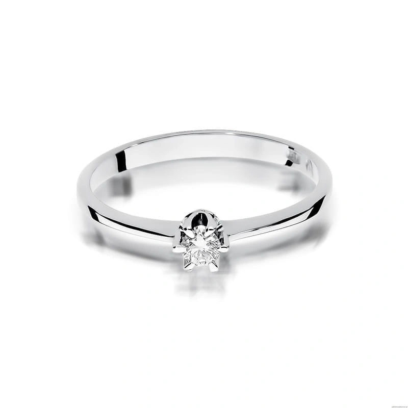 Pierścionek W220 Diament 0,12ct białe złoto