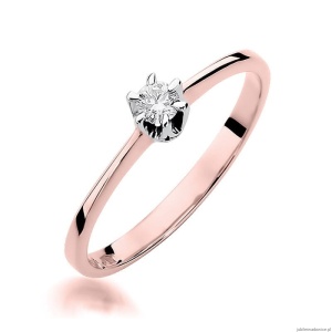 Pierścionek W220 Diament 0,12ct różowe złoto