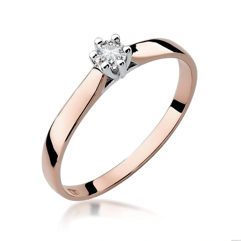 Pierścionek W222 Diament 0,12ct różowe złoto