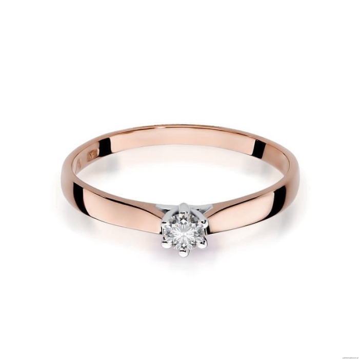 Pierścionek W222 Diament 0,12ct różowe złoto