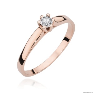 Pierścionek W222 Diament 0,15ct różowe złoto