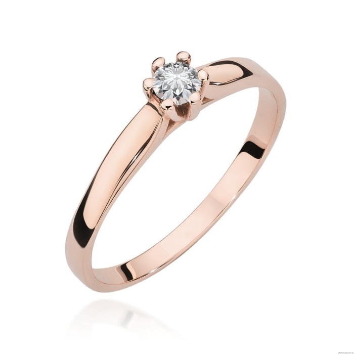 Pierścionek W222 Diament 0,15ct różowe złoto
