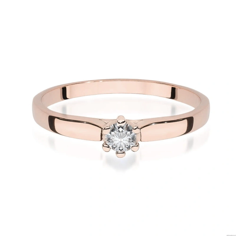 Pierścionek W222 Diament 0,15ct różowe złoto