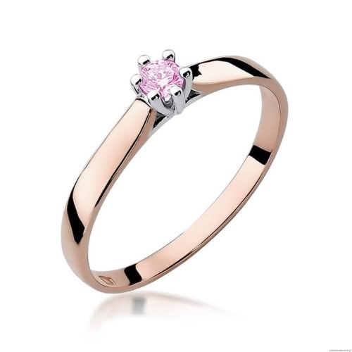 Pierścionek W222 Różowy Topaz 0,15ct różowe złoto