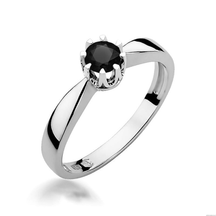 Pierścionek W228 Czarny Diament 0,30ct białe złoto