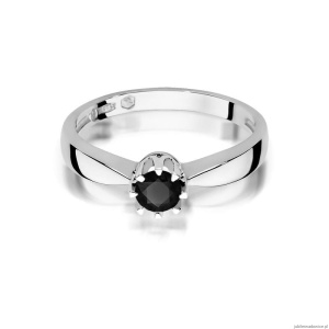 Pierścionek W228 Czarny Diament 0,30ct białe złoto