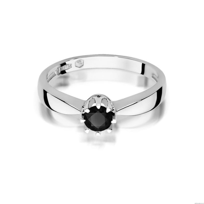 Pierścionek W228 Czarny Diament 0,30ct białe złoto