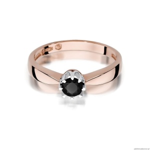 Pierścionek W228 Czarny Diament 0,30ct różowe złoto