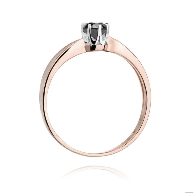Pierścionek W228 Czarny Diament 0,30ct różowe złoto