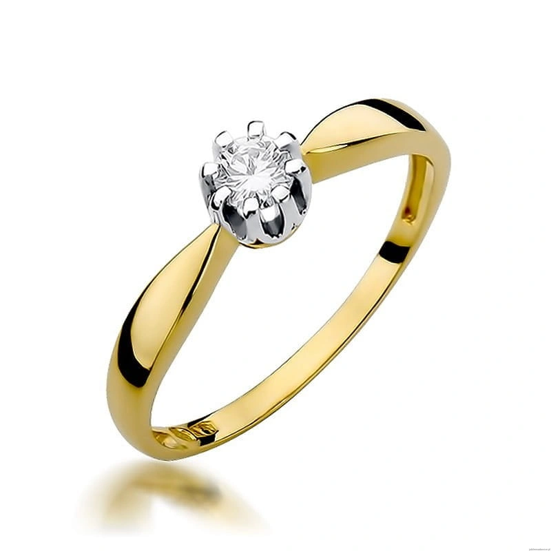 Pierścionek W228 Diament 0,20ct żółte złoto