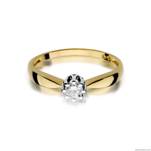 Pierścionek W228 Diament 0,20ct żółte złoto