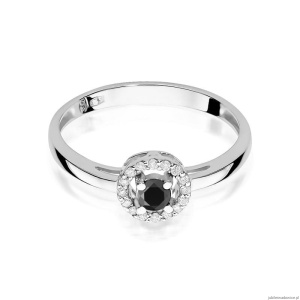 Pierścionek W238 Czarny Diament 0,12ct białe złoto
