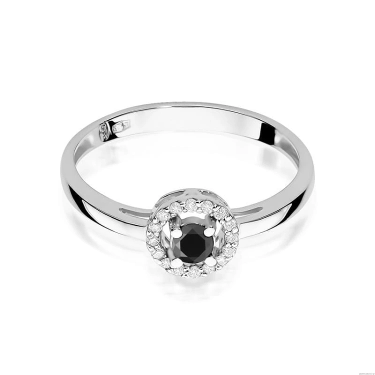 Pierścionek W238 Czarny Diament 0,12ct białe złoto