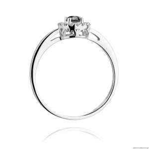 Pierścionek W238 Czarny Diament 0,12ct białe złoto