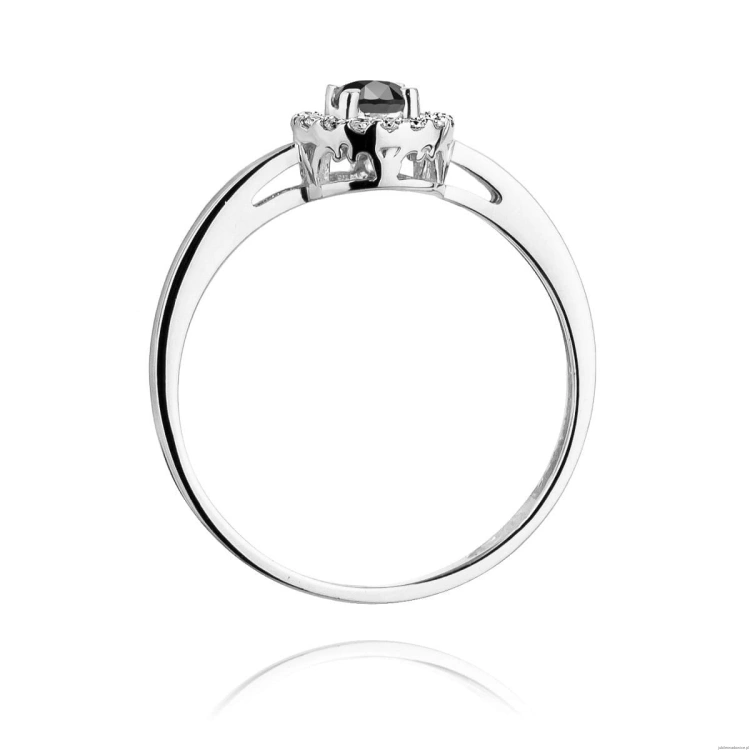 Pierścionek W238 Czarny Diament 0,12ct białe złoto