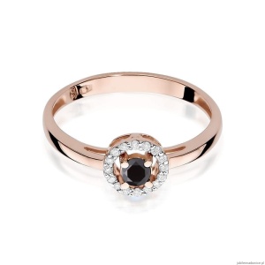 Pierścionek W238 Czarny Diament 0,12ct różowe złoto