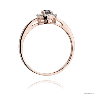 Pierścionek W238 Czarny Diament 0,12ct różowe złoto