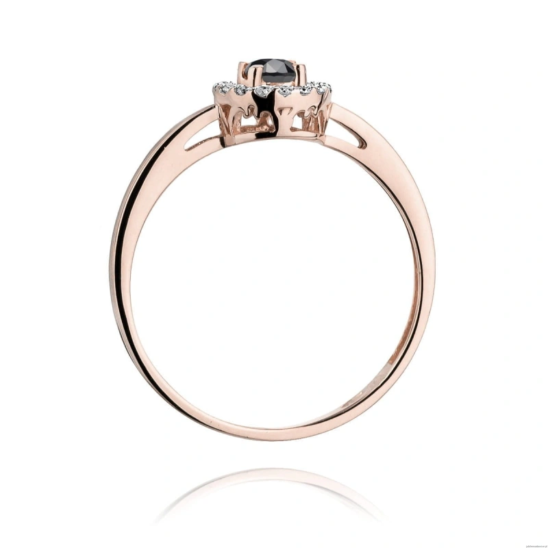 Pierścionek W238 Czarny Diament 0,12ct różowe złoto