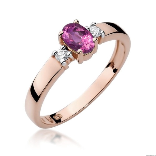 Pierścionek W264 Różowy Szafir 0,45ct różowe złoto